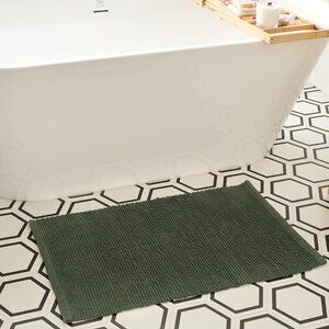 🧺 Boho Cotton Bath Rug – 32x20” | Sage Green & Beige boho contemp modern chic